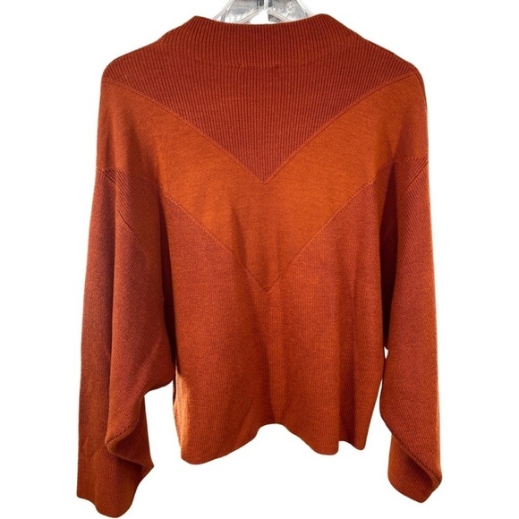 Anthropologie Line & Dot Burnt Orange Lala Ribbed Chevron Sweater Size Large - Picture 5 of 8